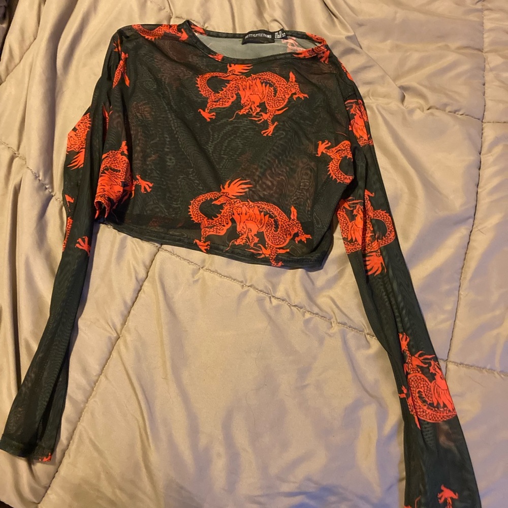 Dragon print sheer top size 12.